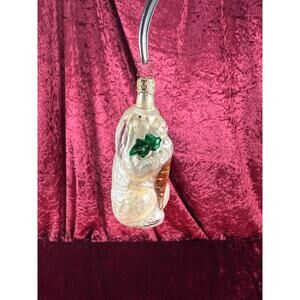 Vintage Christmas - Handblown Glass Ornament - Easter Bunny Holding Carrot - 4"